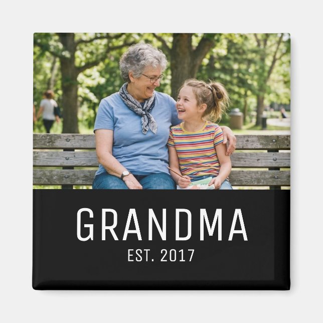 Oma gegründet Foto-Geschenk Magnet (Vorne)