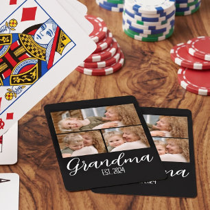 Oma gegründet Schwarz 3 Foto Weiß Schrift Spielkarten