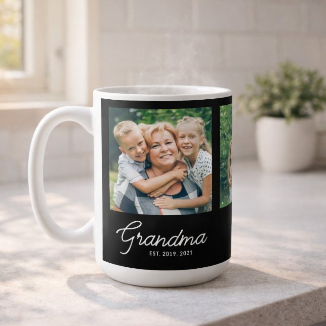 Oma gegründet Skript Schwarz 3 Foto Kaffeetasse (Von Creator hochgeladen)