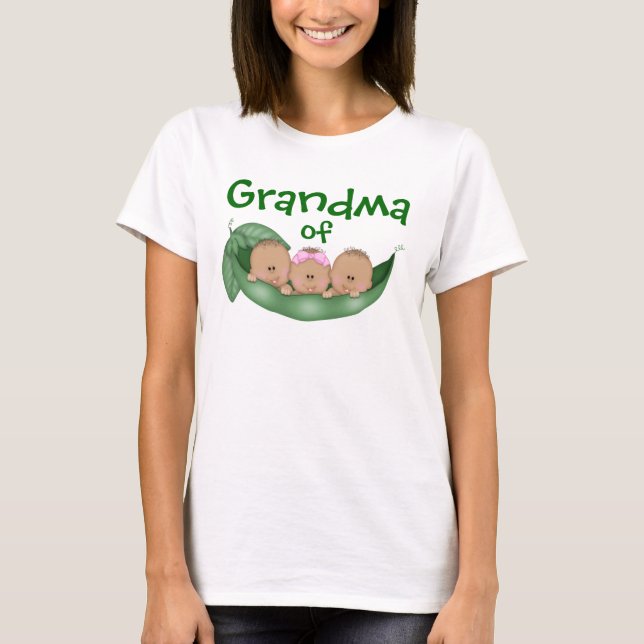 Oma gemischter Triplets mit dunkler Haut T-Shirt (Vorderseite)