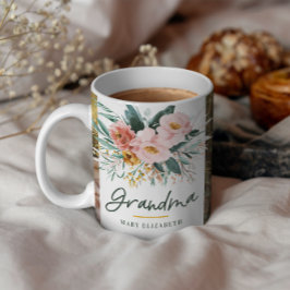 Oma Geschenk 2 Foto Rosa Girl Aquarell Blütenfarbe Kaffeetasse