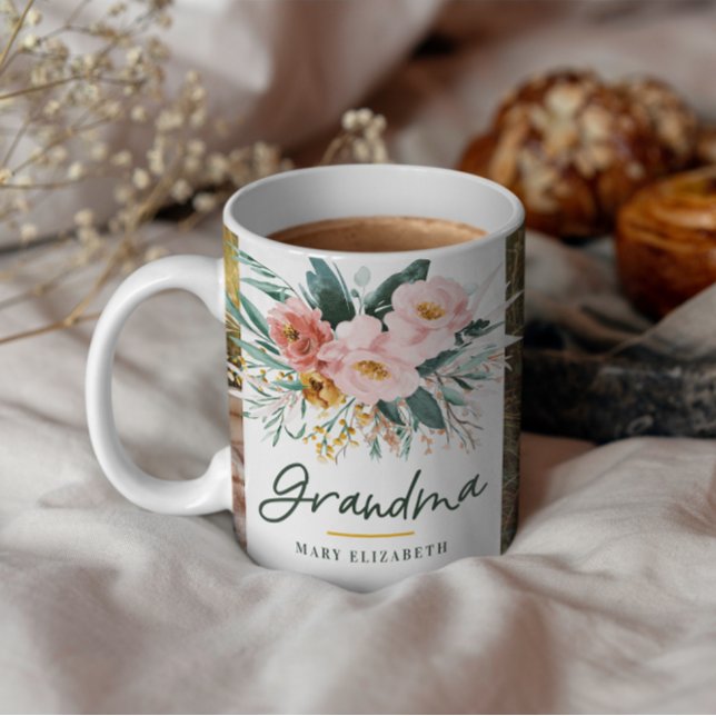 Oma Geschenk 2 Foto Rosa Girl Aquarell Blütenfarbe Kaffeetasse (Von Creator hochgeladen)