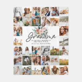 Oma Geschenk Multi-Foto schöne Blumen Fleecedecke
