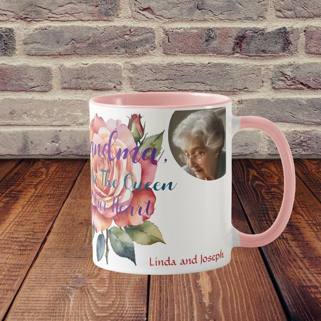 Oma gift 3 Foto Aquarell Blumenkohl Tasse (Grandma is the queen in our heart)