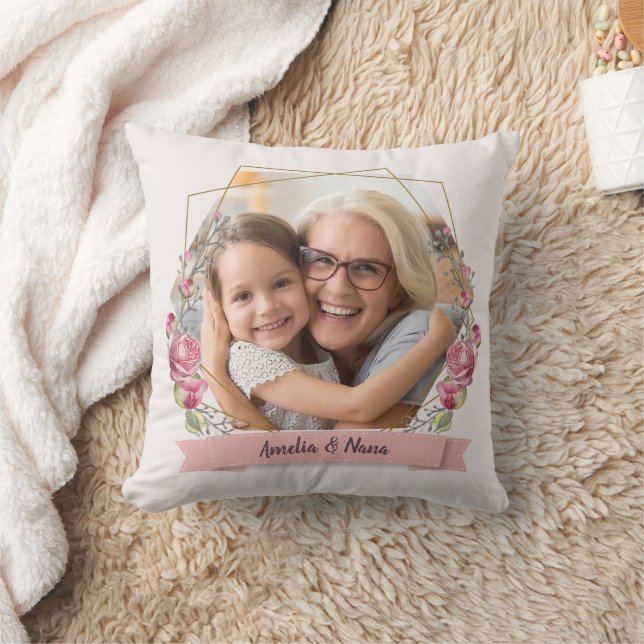 Oma Gift Foto Pink Girly Mother Day Kissen (Decke)