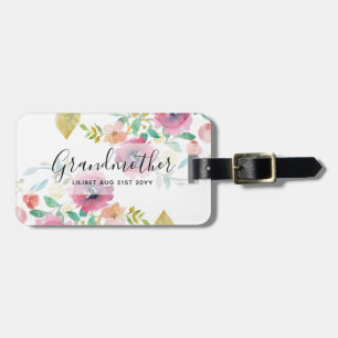 Oma Gift - Hübsch Pflaumenrosa Blume Persönlich Gepäckanhänger