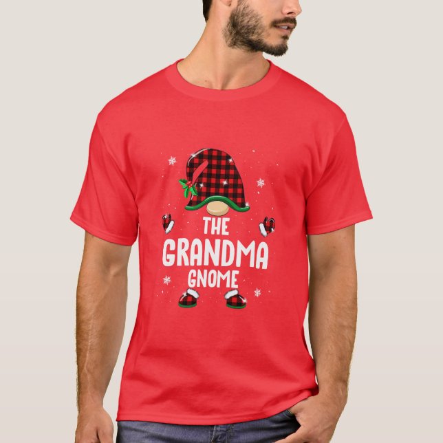 Oma Gnome Karierte Weihnachtsmatte T-Shirt (Vorderseite)