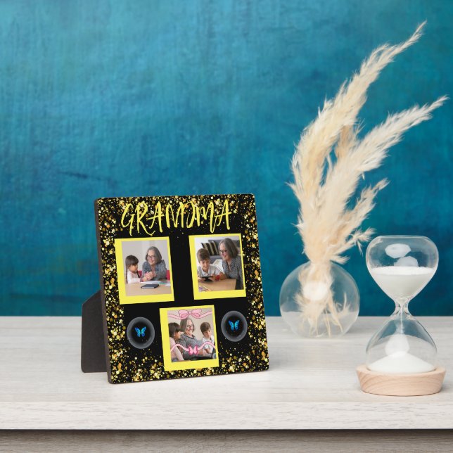 Oma Grandchildren Gold Glitzer FotoCollage Fotoplatte (InSitu)