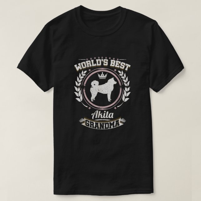 Oma Granddog, die beste Akita der Welt T-Shirt (Design vorne)