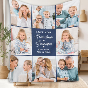 Oma Grandpa Personalisiert Navy Blue 8 Bild Fleecedecke