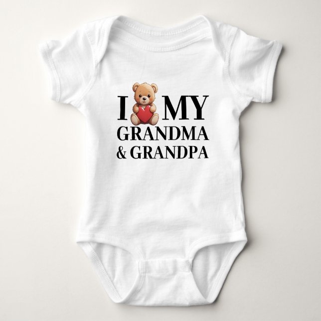 Oma Grandpa Teddy Bear Liebe Baby Strampler (Vorderseite)