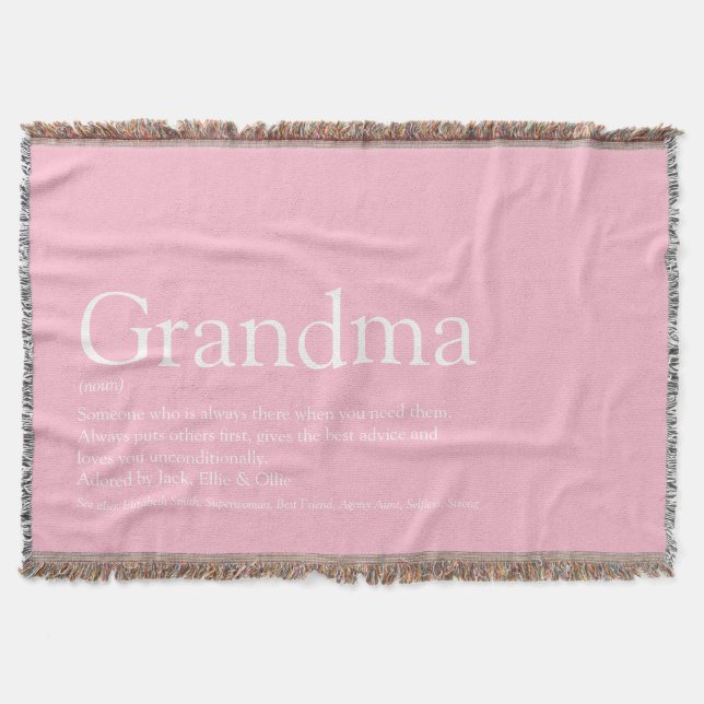 Oma Granny Definition Rosa Moderner Spaß Decke (Vorderseite)