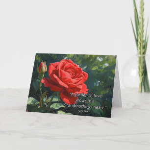 Oma Großelterntag Rote Rose und Garten Zitat Karte