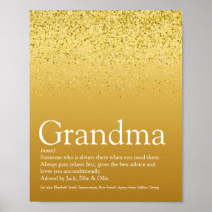 Oma, Großmutter Definition Gold Glitzer Poster