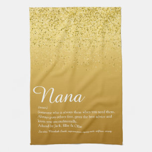 Oma, Großmutter Definition Schrift Gold Geschirrtuch