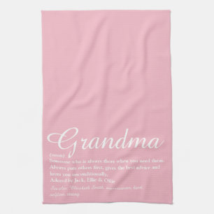 Oma, Großmutter Definition Script Pink Geschirrtuch