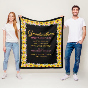 Oma Großmutter Zitat Rosa Gelb Floral Fleecedecke