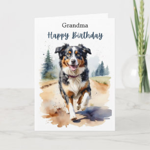 Oma Happy Birthday Australian Shepherd Dog Karte