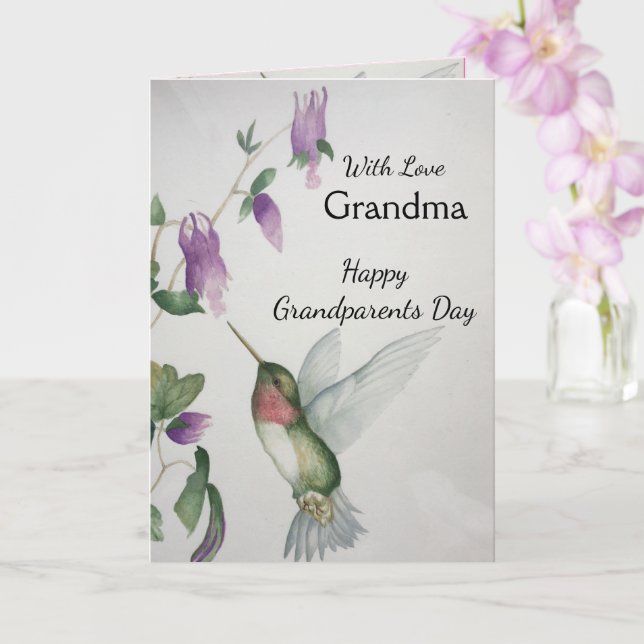 Oma Happy Grandeleltern Day Hummingbird Card Karte (Orchidee)