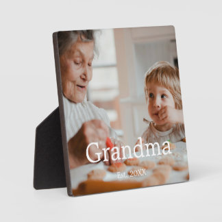 Oma hat ein modernes Fotogeschenk eingerichtet Fotoplatte