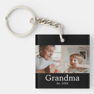 Oma hat ein modernes Fotogeschenk eingerichtet Schlüsselanhänger