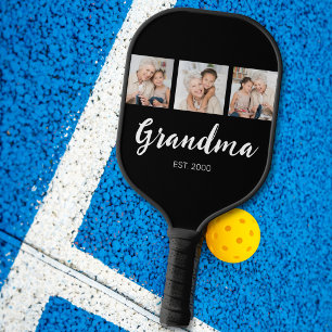 Oma hat elegante Schrift 3 Foto Schwarz etabliert Pickleball Schläger