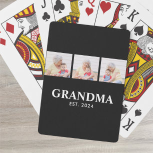 Oma hat modernes fettes Schwarz 3 Foto eingerichte Spielkarten