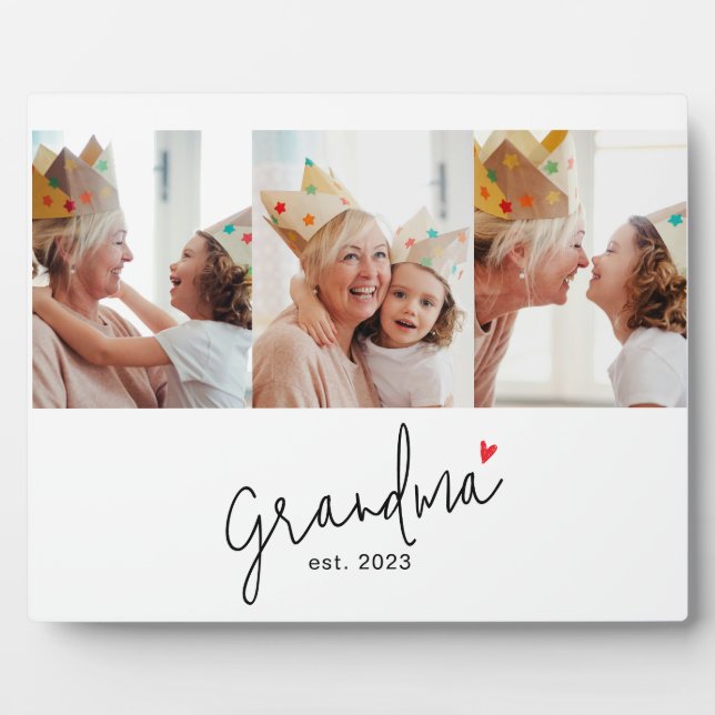 Oma hat modernes Skript 3 Foto eingerichtet Fotoplatte (Vorderseite)