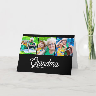 Oma hat modernes Skript 3 Foto-Grußkarte erstellt Karte