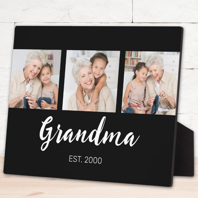 Oma hat modernes Skript Schwarz 3 Foto eingerichte Fotoplatte (Von Creator hochgeladen)