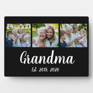 Oma hat modernes Skript Schwarz 3 Foto eingerichte Fotoplatte