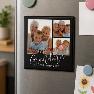 Oma hat modernes Skript Schwarz 3 Foto eingerichte Magnet