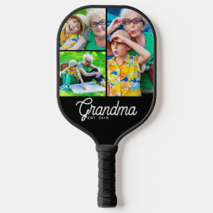 Oma hat modernes Skript Schwarz 3 Foto eingerichte Pickleball Schläger