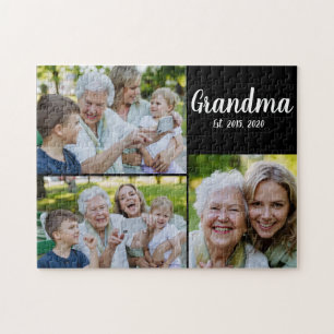 Oma hat modernes Skript Schwarz 3 Foto eingerichte Puzzle