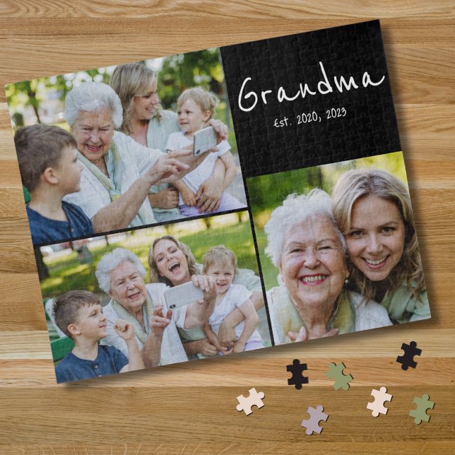 Oma hat modernes Skript Schwarz 3 Foto eingerichte Puzzle (Von Creator hochgeladen)