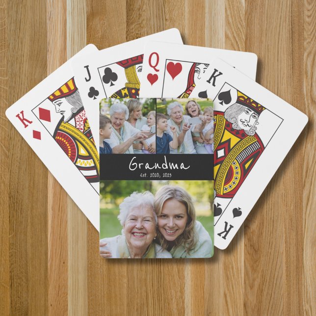 Oma hat modernes Skript Schwarz 3 Foto eingerichte Spielkarten (Von Creator hochgeladen)