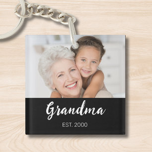 Oma hat modernes Skriptfoto eingerichtet Schlüsselanhänger
