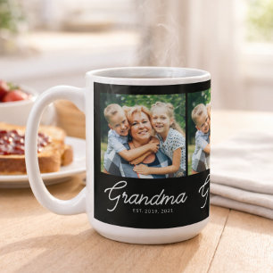 Oma hat Skript Schwarz Foto eingerichtet Kaffeetasse