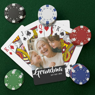 Oma hat Skript Schwarz Foto erstellt Spielkarten