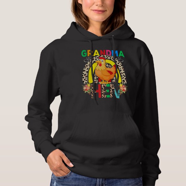 Oma Hen Niedlich Blume Hen Leopard Rainbow Mothe Hoodie (Vorderseite)
