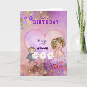 Oma Hübsch Lila Rosa Geburtstag Karte