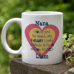 Oma ich liebe dich so sehr Blaues und Rosa Liebesh Kaffeetasse