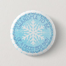 Oma ist Blue Winter Dezember Baby Button