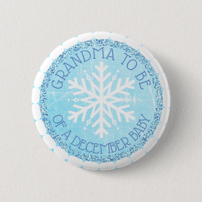 Oma ist Blue Winter Dezember Baby Button (Vorderseite)