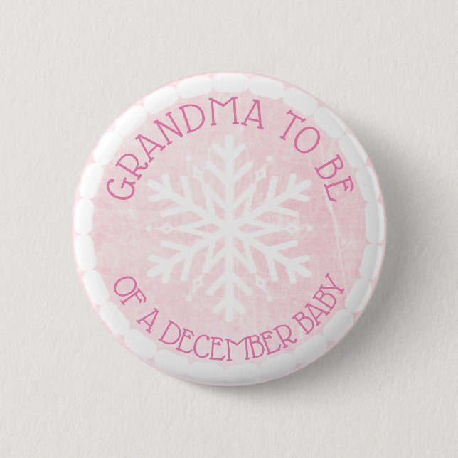 Oma ist die Pink Winter Dezember Baby Button (Vorderseite)