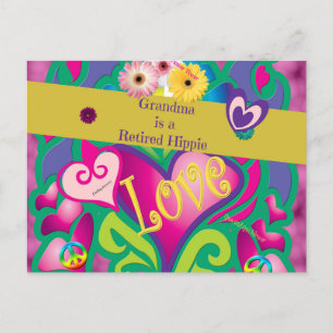 Oma ist ein niedlicher und farbenfroher Hippie Postkarte