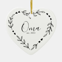 Oma Jahr Est. Weihnachtskeramik-Ornament
