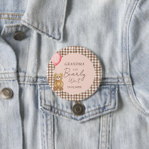 Oma kann frühes Warten auf Mädchen Babydusche Button