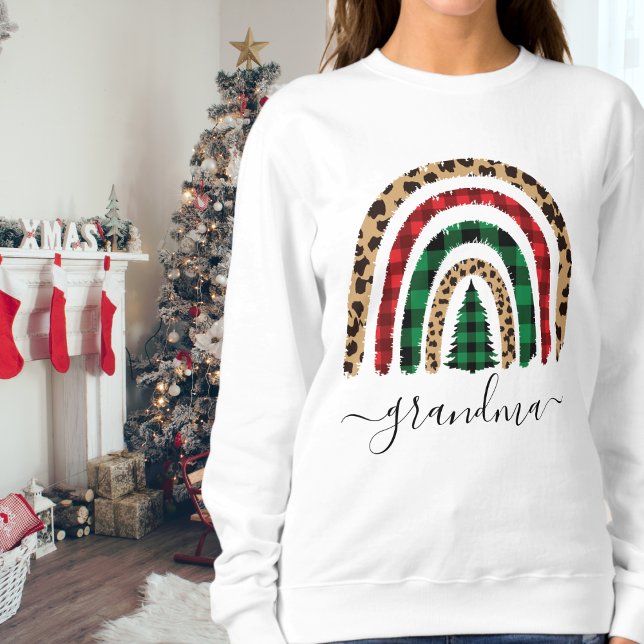 Oma Kariert und Leopard Print Rainbow Sweatshirt (Von Creator hochgeladen)