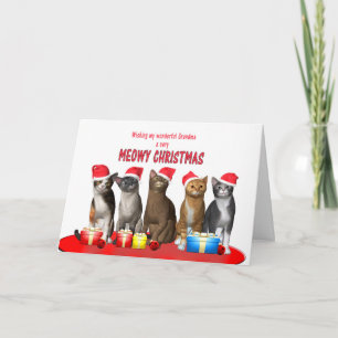 Oma, Katzen in Weihnachtshütten Feiertagskarte